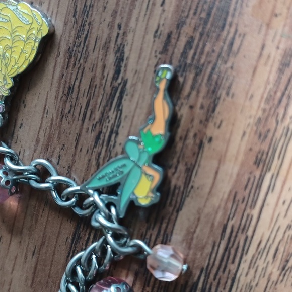 Disney Princess Silver 4 Charm Bracelet Tinkerbell, Belle, Cinderella, SleepingB - Picture 3 of 9
